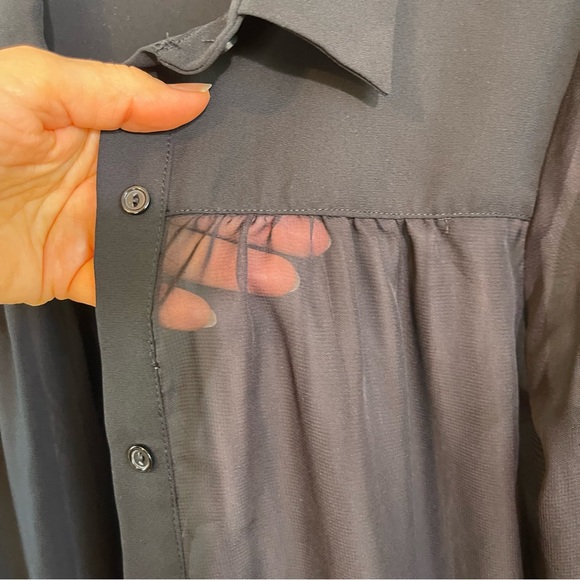 Harlow and Graham pleated sheer button up shirt - Picture 12 of 17